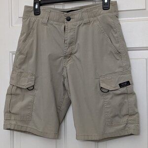 Wrangler Mens Cargo Shorts Beige Flat Front Flap Pockets Cotton Sz 30